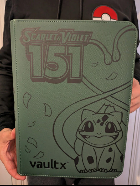Custom Made Vault X 9 Pocket Green Zip Binder / Folder for TCG collection – 151 Bulbasaur Edition
