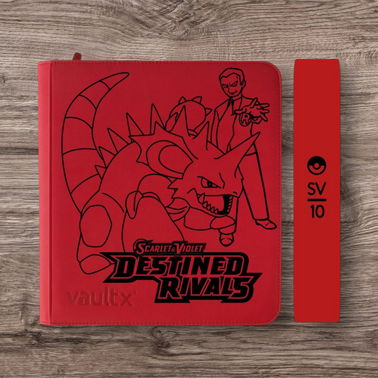 Custom Made Vault X 12 Pocket Red Zip Binder / Folder for TCG collection – Destined Rivals Nidoking & Giovanni Edition