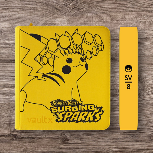 Custom Made Vault X 12 Pocket Yellow Zip Binder / Folder for TCG collection – Surging Sparks Pikachu Edition