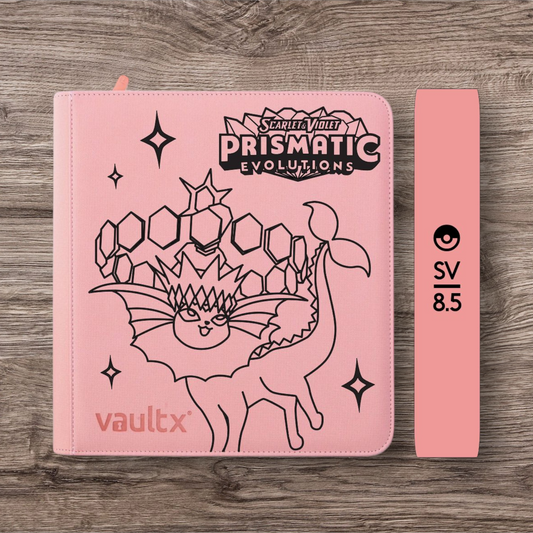 Custom Made Vault X 12 Pocket Pink Zip Binder / Folder for TCG collection – Prismatic Evolutions Vaporeon Edition