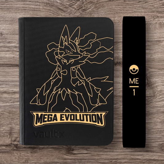 Custom Made Vault X 9 Pocket Black Zip Binder / Folder for TCG collection – Mega Evolution Base Lucario Edition