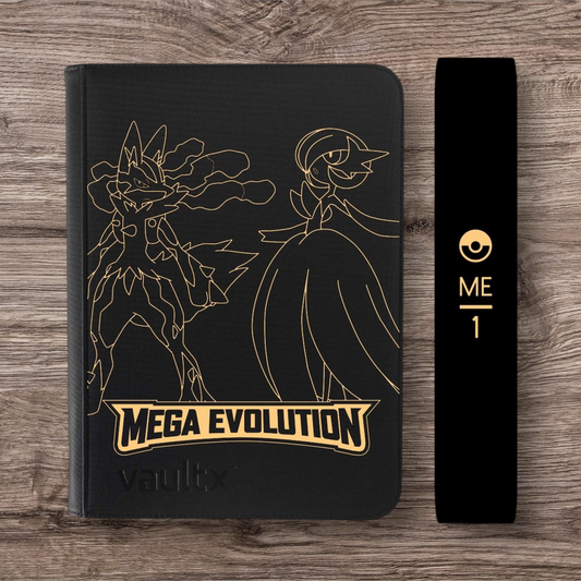 Custom Made Vault X 9 Pocket Black Zip Binder / Folder for TCG collection – Mega Evolution Base Lucario & Gardevoir Edition