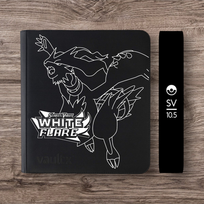 Custom Made Vault X 12 Pocket Black Zip Binder / Folder for TCG collection – White Flare Reshiram Edition