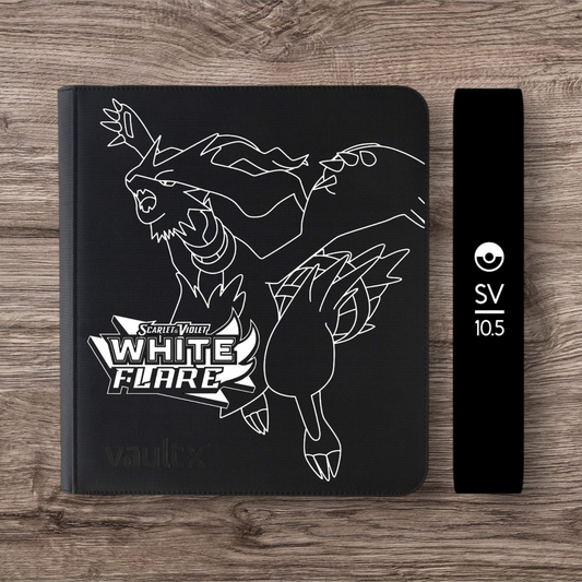 Custom Made Vault X 12 Pocket Black Zip Binder / Folder for TCG collection – White Flare Reshiram Edition