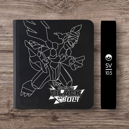 Custom Made Vault X 12 Pocket Black Zip Binder / Folder for TCG collection – Black Bolt Zekrom Edition