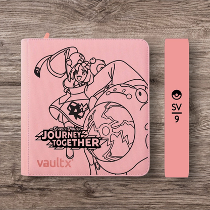 Custom Made Vault X 12 Pocket Pink Zip Binder / Folder for TCG collection – Journey Together Iono and Bellibolt Edition