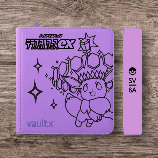 Custom Made Vault X 12 Pocket Purple Zip Binder / Folder for TCG collection – Terastal Festival Eevee Edition