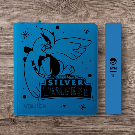 Custom Made Vault X 12 Pocket Neon Blue Zip Binder / Folder for TCG collection – Silver Tempest Lugia Edition