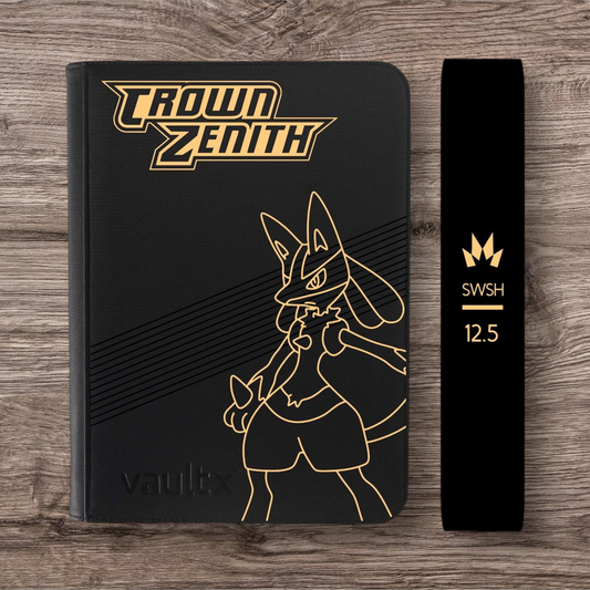 Custom Made Vault X 9 Pocket Black Zip Binder / Folder for TCG collection – Crown Zenith Lucario Edition