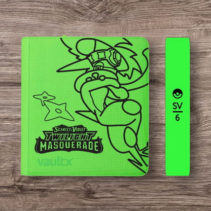 Custom Made Vault X 12 Pocket Neon Green Zip Binder / Folder for TCG collection – Twilight Masqurade Greninja Edition