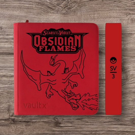 Custom Made Vault X 12 Pocket Red Zip Binder / Folder for TCG collection – Obsidian Flames Charizard Edition