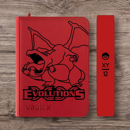 Custom Made Vault X 9 Pocket Red Zip Binder / Folder for TCG collection – Evolutions Charizard Edition