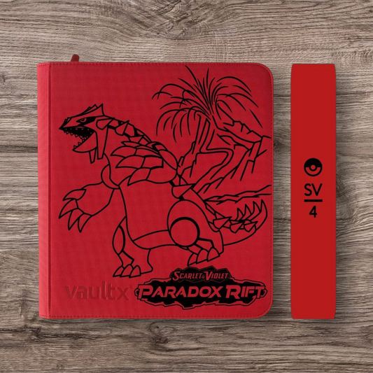 Custom Made Vault X 12 Pocket Red Zip Binder / Folder for TCG collection – Paradox Rift Groudon Edition