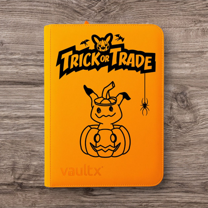Custom Made Vault X 9 Pocket Neon Orange Zip Binder / Folder for TCG collection – Trick or Trade Halloween Mimikyu Edition