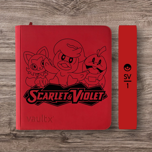 Custom Made Vault X 12 Pocket Red Zip Binder / Folder for TCG collection – Scarlet & Violet Base