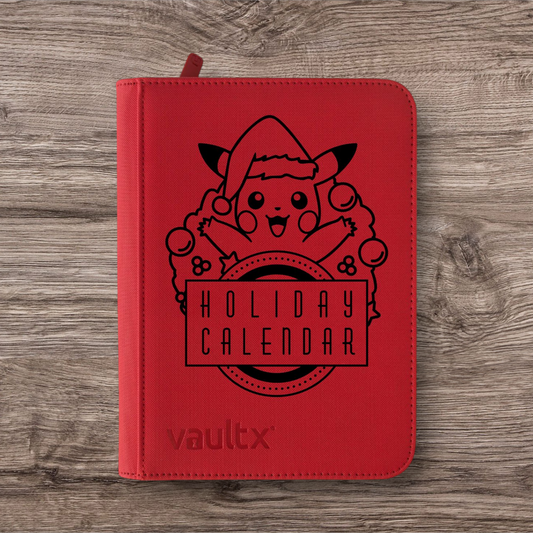 Custom Made Vault X 4 Pocket Red Zip Binder / Folder for TCG collection – Holiday Calendar Pikachu Edition