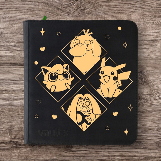 Custom Made Vault X 12 Pocket Black Zip Binder / Folder for TCG collection – Jynx  / Psyduck/ Pikachu & Jigglypuff