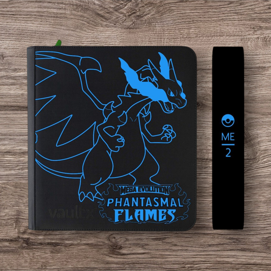 Custom Made Vault X 12 Pocket Black Zip Binder / Folder for TCG collection – Phantasmal Flames Charizard Edition
