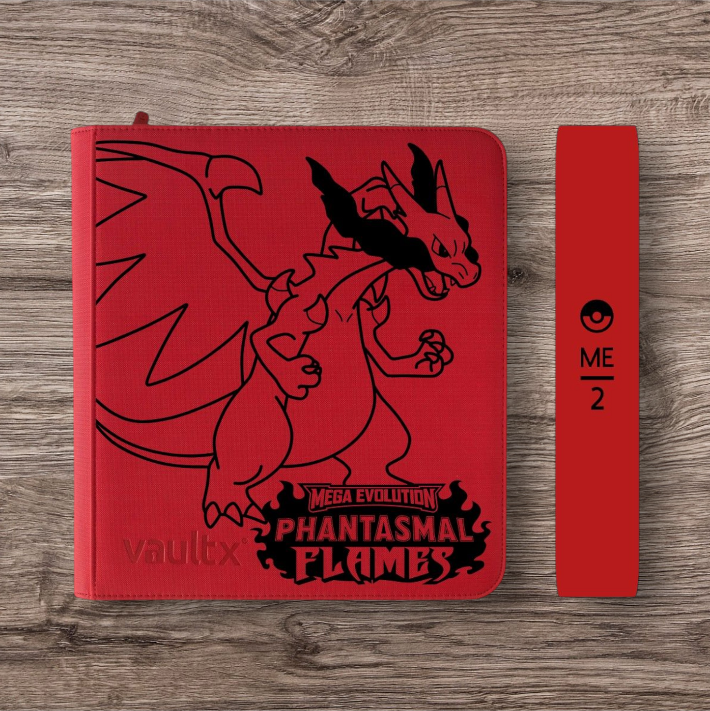 Custom Made Vault X 12 Pocket Red Zip Binder / Folder for TCG collection – Phantasmal Flames Charizard Edition