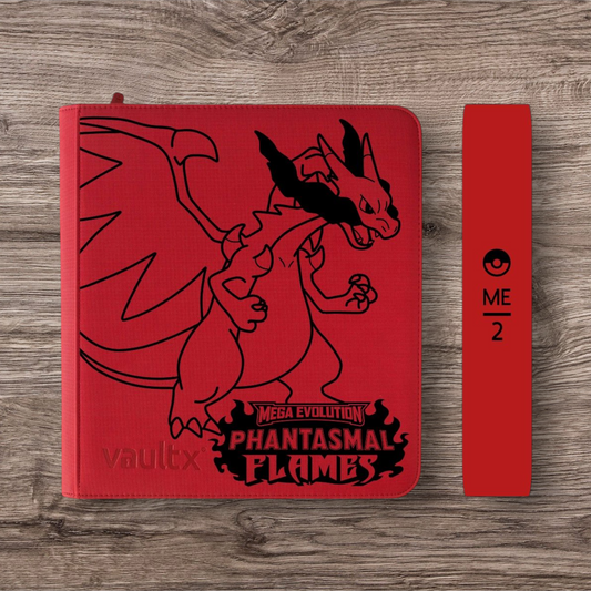 Custom Made Vault X 12 Pocket Red Zip Binder / Folder for TCG collection – Phantasmal Flames Charizard Edition