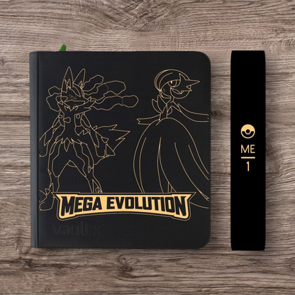 Custom Made Vault X 12 Pocket Black Zip Binder / Folder for TCG collection – Mega Evolution Base Lucario & Gardevoir Edition