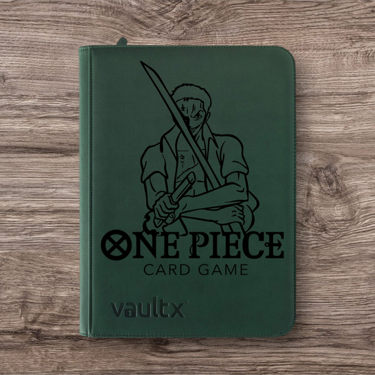 Custom Made Vault X 9 Pocket Green Zip Binder / Folder for TCG collection – One Piece Roronoa Zoro