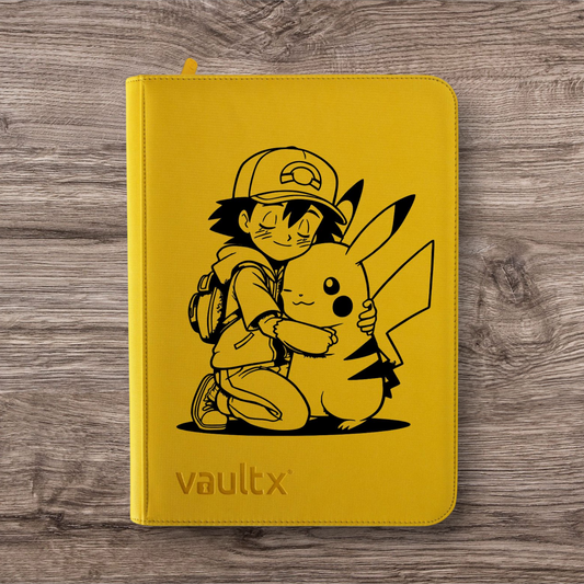Custom Made Vault X 9 Pocket Yellow Binder / Folder for TCG collection – Pikachu and Ash