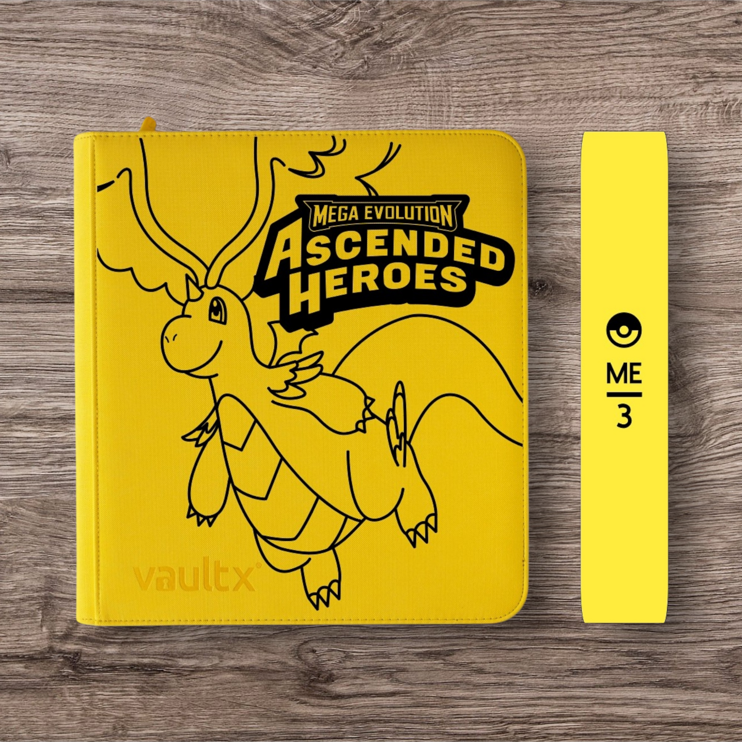 Custom Made Vault X 12 Pocket Yellow Zip Binder / Folder for TCG collection – Ascended Heroes Mega Dragonite Edition