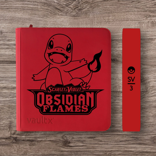 Custom Made Vault X 12 Pocket Red Zip Binder / Folder for TCG collection – Obsidian Flames Charmander Edition