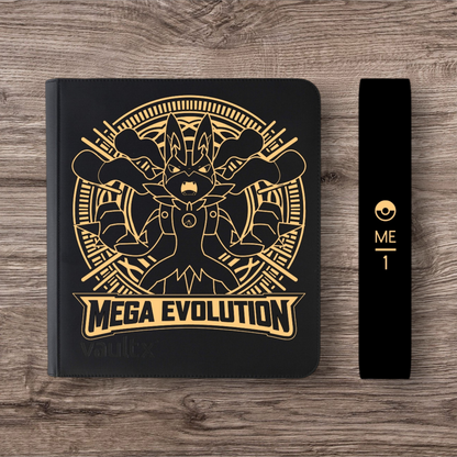 Custom Made Vault X 12 Pocket Black Zip Binder / Folder for TCG collection – Mega Evolution Base Lucario Edition