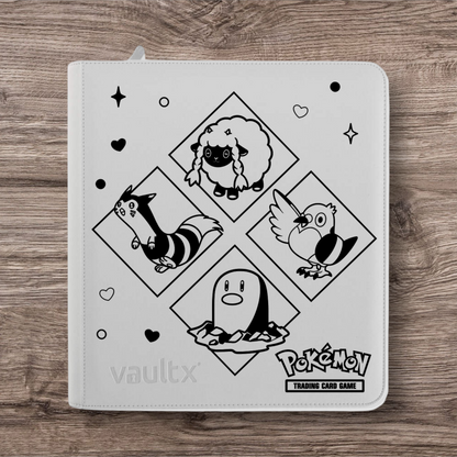 Custom Made Vault X 12 Pocket White Edition Zip Binder / Folder for TCG collection - 4 Pokemon