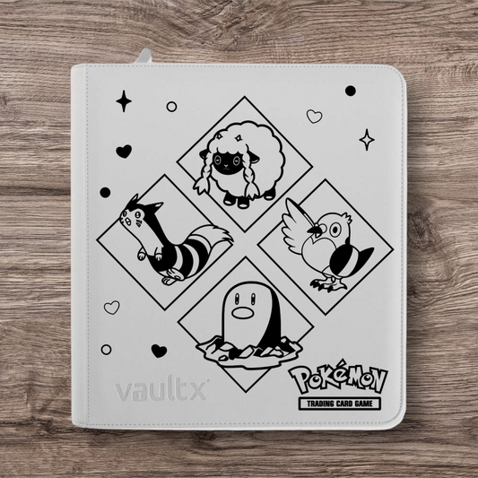 Custom Made Vault X 12 Pocket White Edition Zip Binder / Folder for TCG collection - 4 Pokemon
