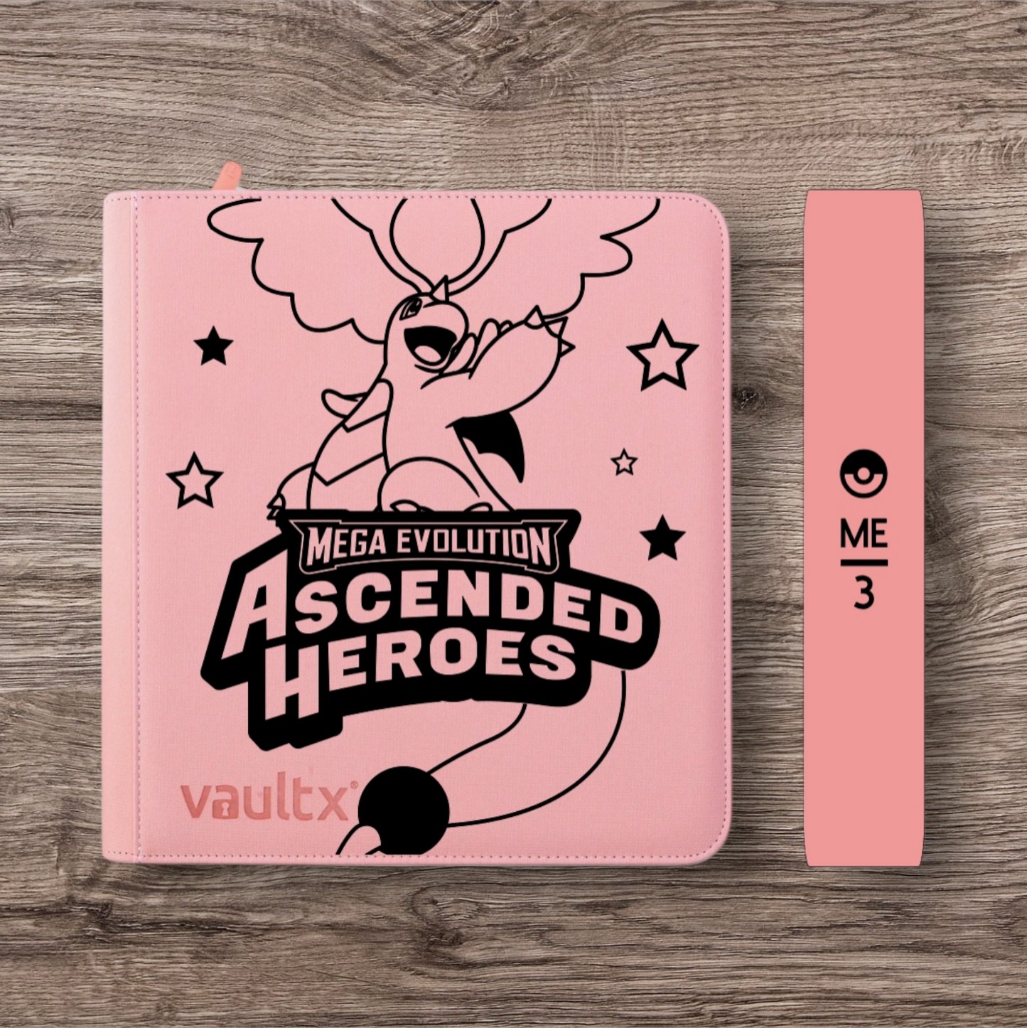Custom Made Vault X 12 Pocket Pink Zip Binder / Folder for TCG collection – Ascended Heroes Mega Dragonite