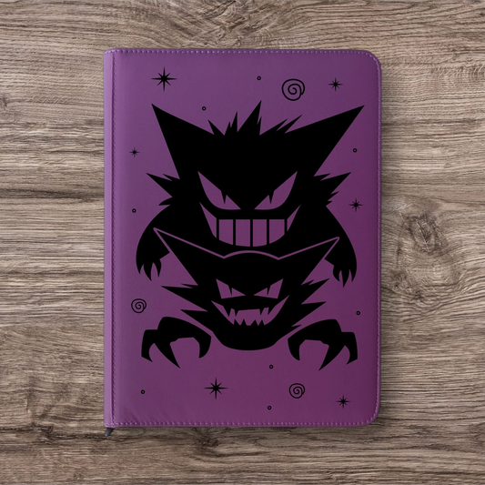 Custom Made PokeProtection 16 Pocket Purple Zip Binder / Folder for TCG collection – Gengar & Haunter