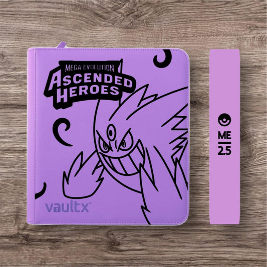 Custom Made Vault X 12 Pocket Purple Zip Binder / Folder for TCG collection – Ascended Heroes Mega Gengar