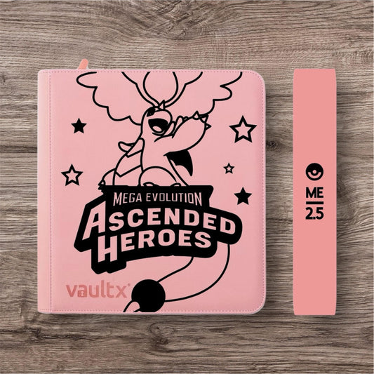 Custom Made Vault X 12 Pocket Pink Zip Binder / Folder for TCG collection – Ascended Heroes Mega Dragonite