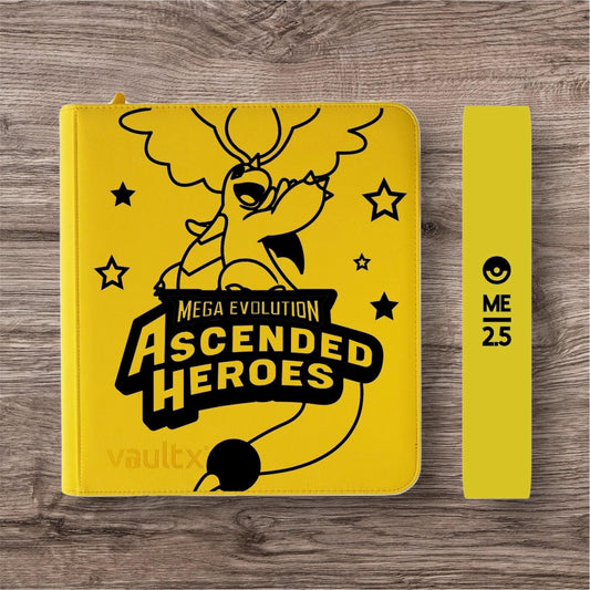 Custom Made Vault X 12 Pocket XL Yellow Zip Binder / Folder for TCG collection – Ascended Heroes Mega Dragonite Edition
