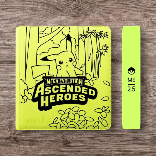 Custom Made Vault X 12 Pocket Neon Yellow Zip Binder / Folder for TCG collection – Ascended Heroes Pikachu Edition