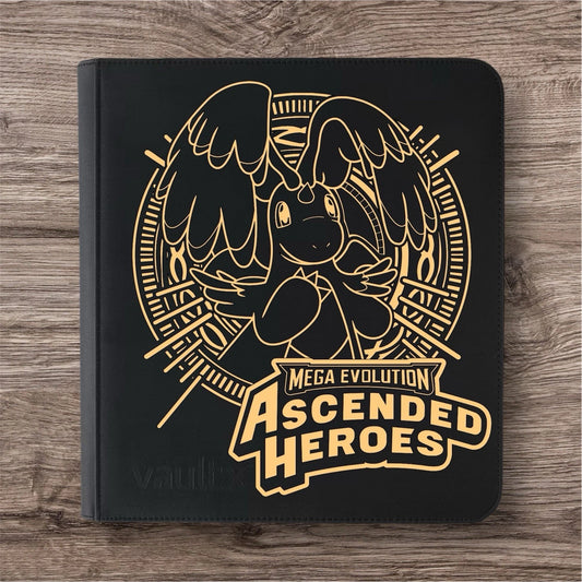 Custom Made Vault X 12 Pocket Black Zip Binder / Folder for TCG collection – Ascended Heroes Mega Dragonite Gold Edition