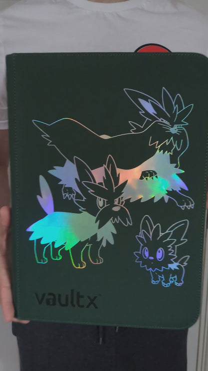 Custom Made Vault X 9 Pocket Green Holo Zip Binder / Folder for TCG collection – Lillipup, Herdier & Stoutland