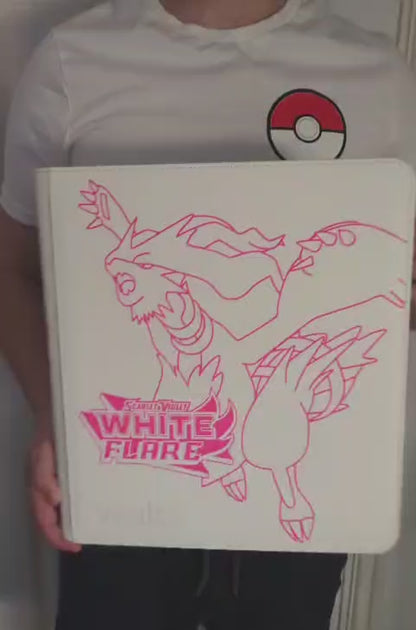 Custom Made Vault X 12 Pocket White Zip Binder / Folder for TCG collection – White Flare Reshiram Limited Edition