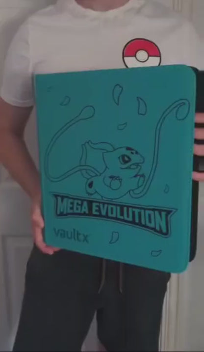 Custom Made Vault X 12 Pocket Ocean Blue Zip Binder / Folder for TCG collection – Mega Evolution Base Bulbasaur Edition