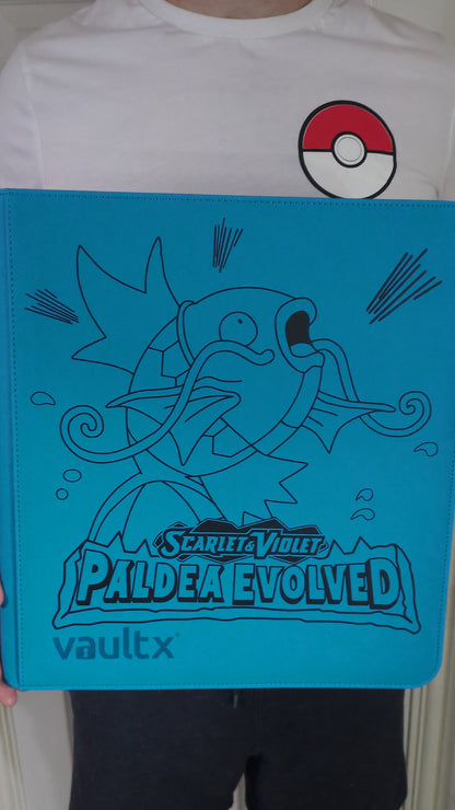 Custom Made Vault X 12 Pocket Neon Blue Zip Binder / Folder for TCG collection – Paldea Evolved Magikarp Edition