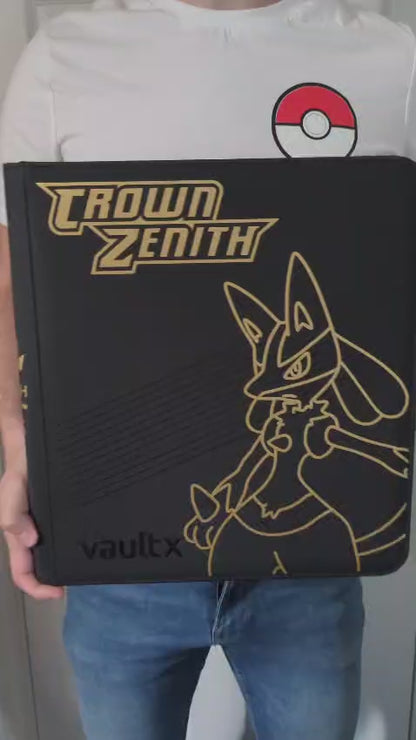 Custom Made Vault X 12 Pocket Black Zip Binder / Folder for TCG collection – Crown Zenith Lucario Edition