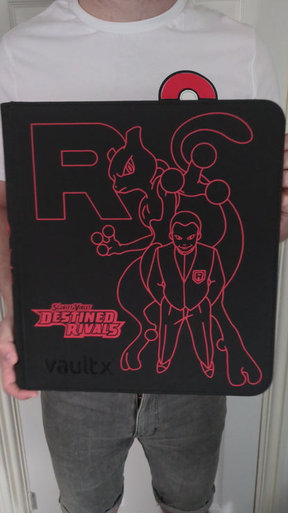 Custom Made Vault X 12 Pocket Black Zip Binder / Folder for TCG collection – Destined Rivals Mewtwo & Giovanni  Edition