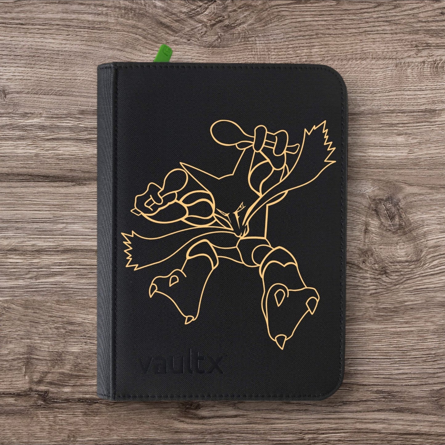 Custom Made Vault X 4 Pocket Black Zip Binder / Folder for TCG collection – Alakazam Gold Edition