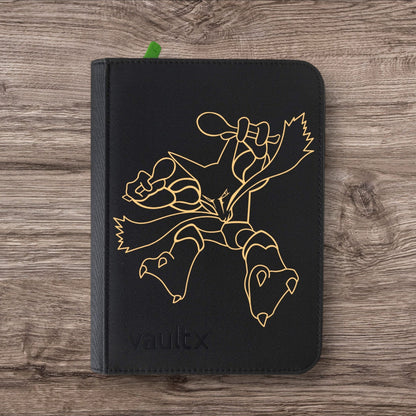 Custom Made Vault X 4 Pocket Black Zip Binder / Folder for TCG collection – Alakazam Gold Edition