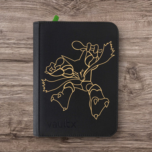 Custom Made Vault X 4 Pocket Black Zip Binder / Folder for TCG collection – Alakazam Gold Edition