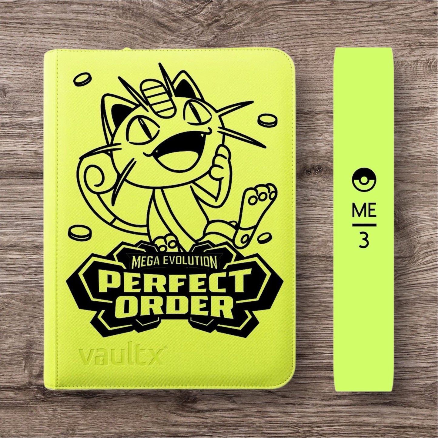 Custom Made Vault X 9 Pocket Neon Yellow Zip Binder / Folder for TCG collection – Perfect Order Meowth