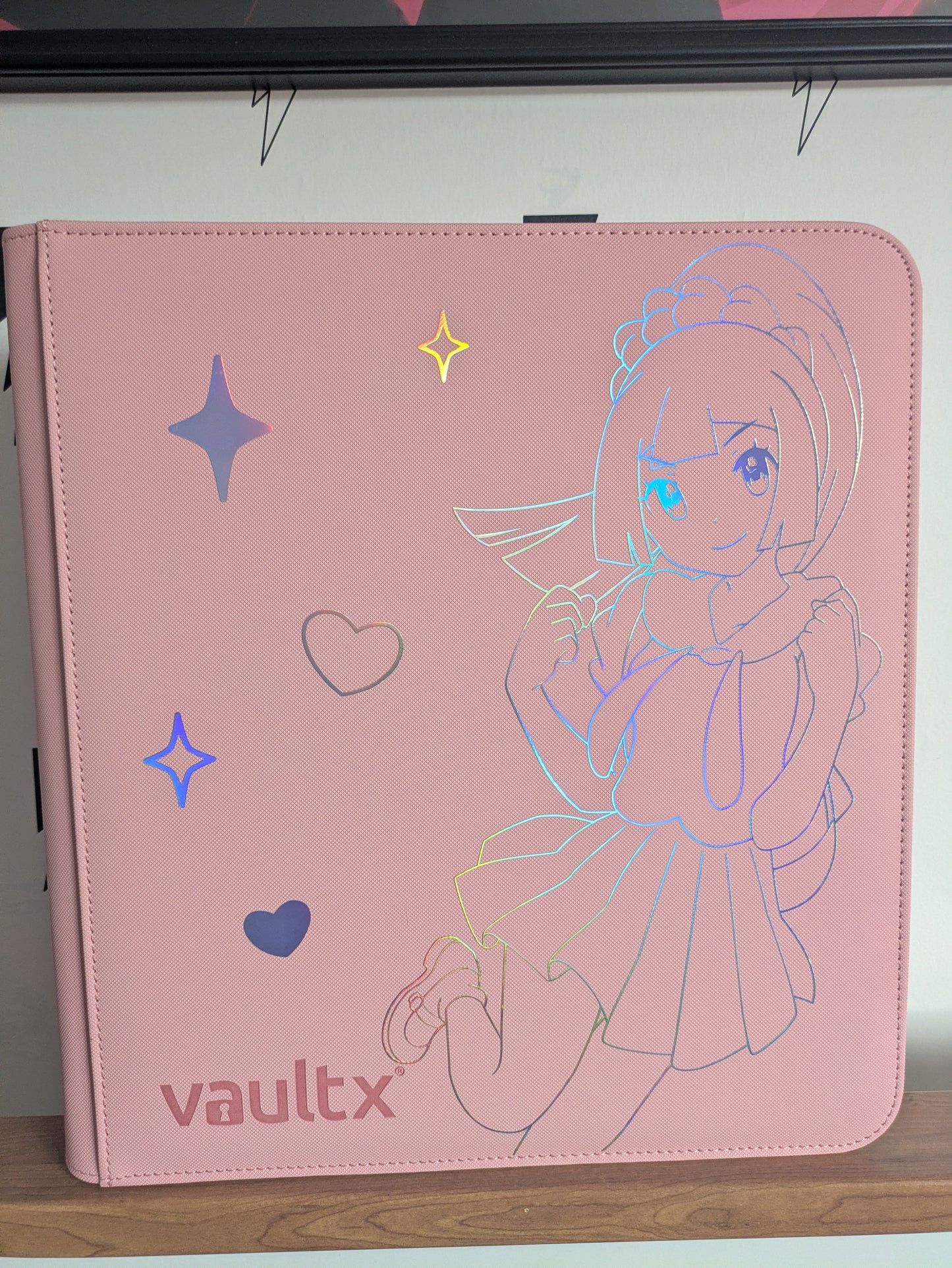 Custom Made Vault X 12 Pocket Pink & Holographic Edition Zip Binder / Folder for TCG collection - Lillie